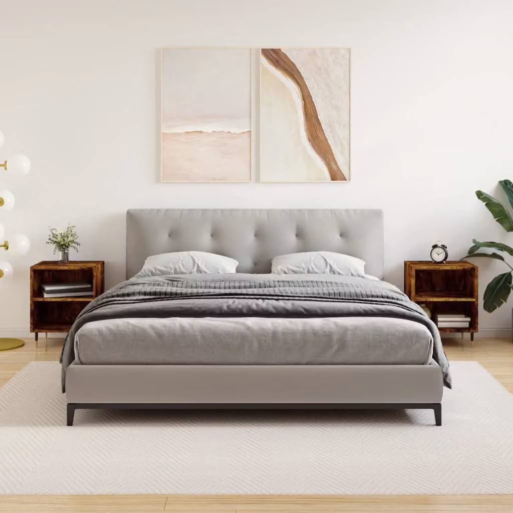 Set di 2 comodini vidaXL in legno multistrato color rovere fumo, design moderno a parete, L 40 cm x P 30 cm x H 50 cm