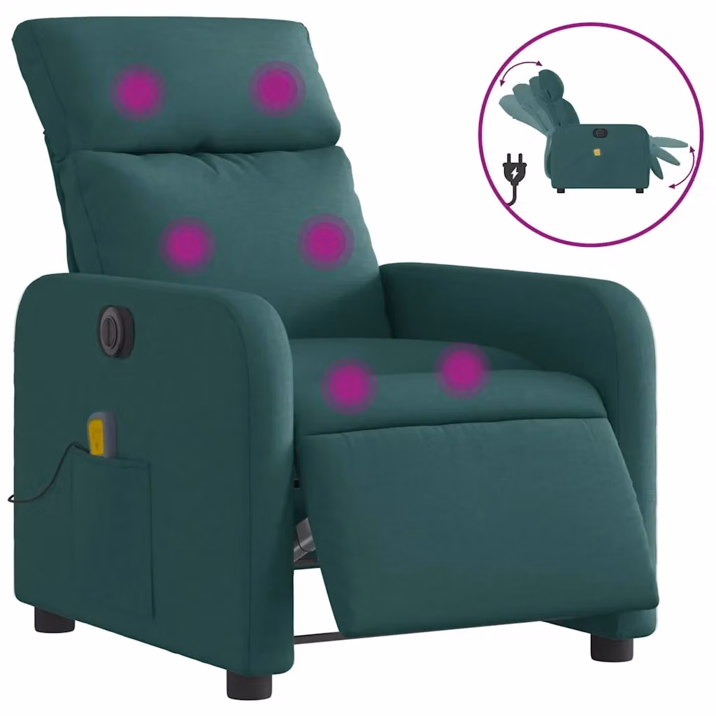 Poltrona Reclinabile Elettrica Relax vidaXL in Tessuto Verde con Braccioli – 2