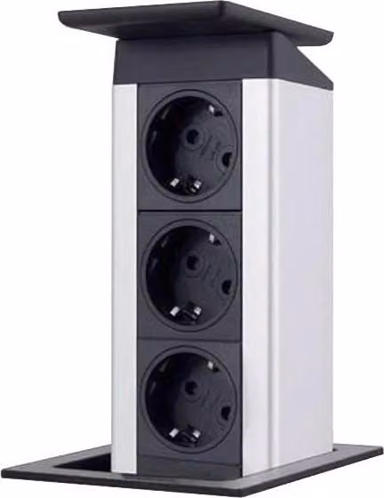 Evoline Port Push presa a scomparsa con 3x prese VDE acciaio inox / nero