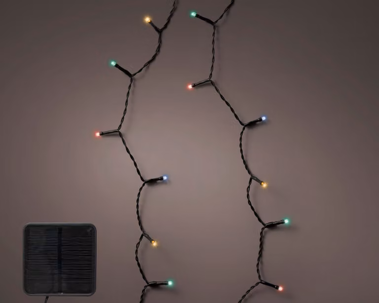 Ghirlanda luminosa a LED solare, 9 m, nera, 8 effetti scintillanti, 120 LED colorati