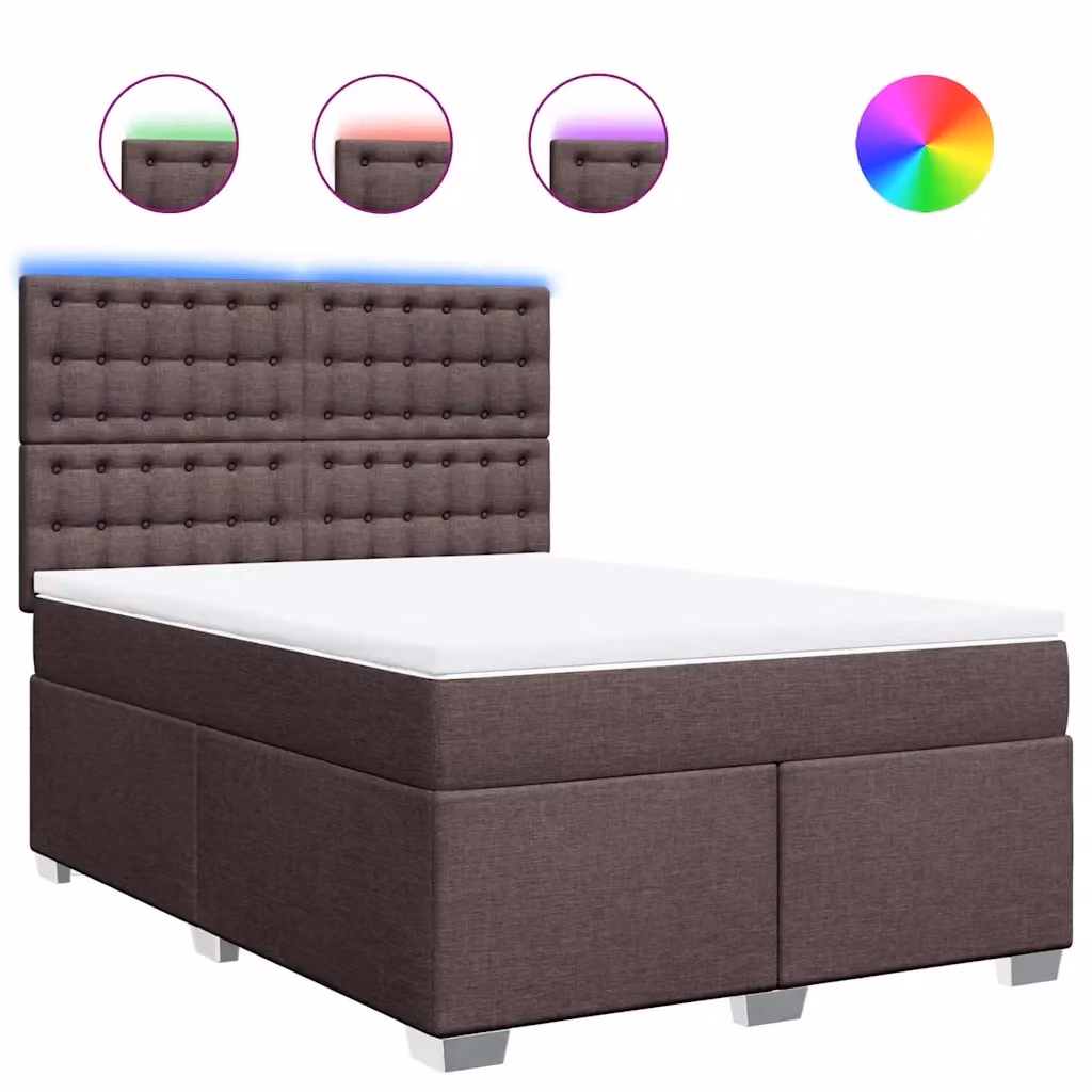 vidaXL Letto Ibrido con Giroletto a Molle e Materasso in Tessuto Marrone e Bianco L/P/H: 140 x 190 cm – 2
