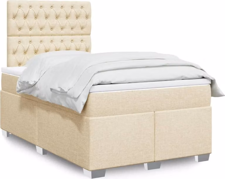 Maison Exclusive - Letto boxspring con materasso Crema 120x200 cm Tessuto