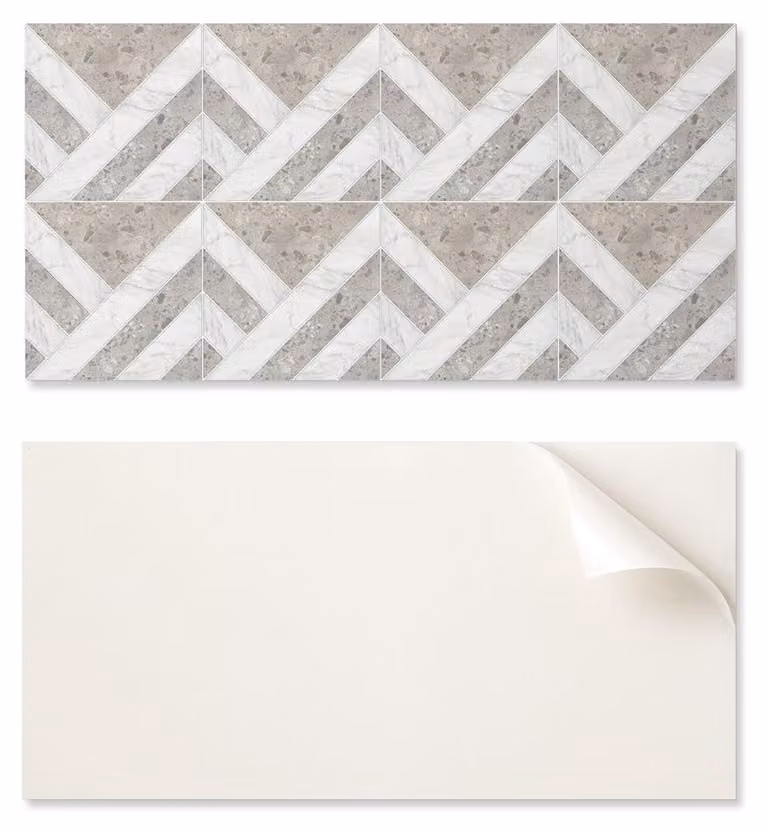 Pannello in vinile autoadesivo con stampa, ideale per il soggiorno, dimensioni 120 x 60 cm, motivo geometrico a piastrelle