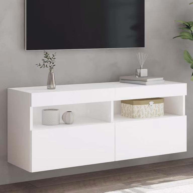 Mobile TV da parete vidaXL con luci LED Bianco L: 100 cm, P: 30 cm, H: 40 cm