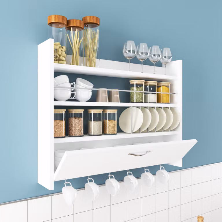 Skye Decor, Knott - Bianco, scaffali da cucina, bianco, pannello melaminico, 85 x 15 x 65 cm