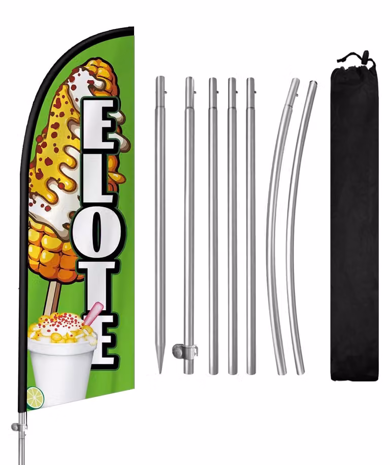 Set di bandiere Elote con palo in acciaio inossidabile - altezza 2,4 metri