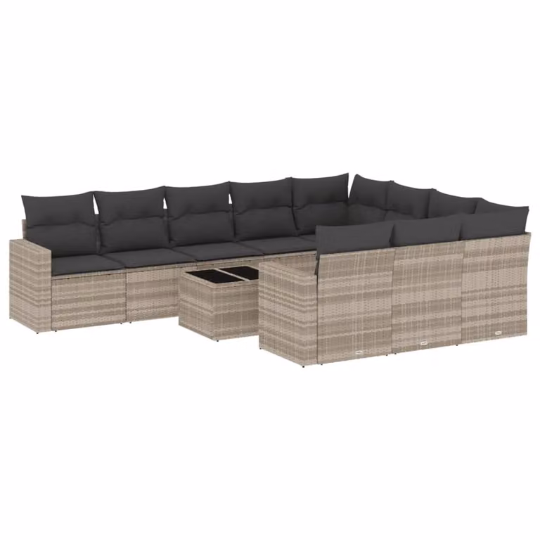 Set Divani da Giardino 11 pz con Cuscini in Polyrattan Grigio