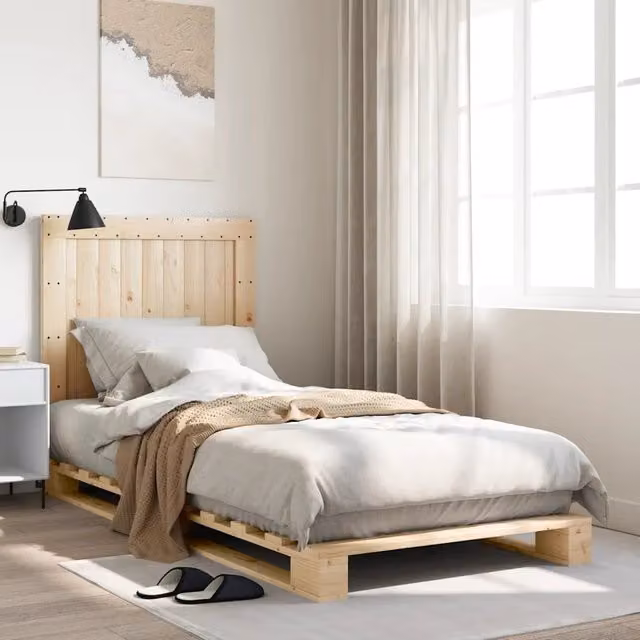 Letto con Testiera vidaXL in Legno Massello di Pino Naturale L/P/H: 200 x 90 x 104 cm – 1