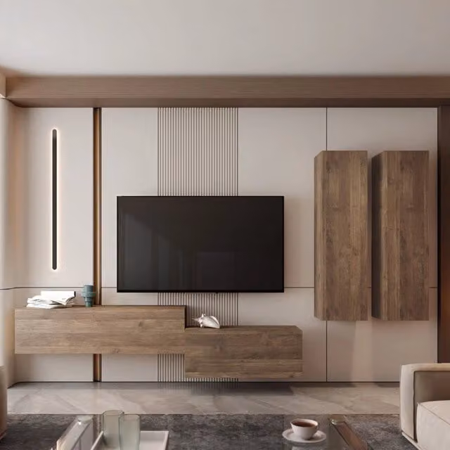 Parete Attrezzata Modulabile Gasoraba DMORA per Soggiorno, Marrone, Design Moderno – 1