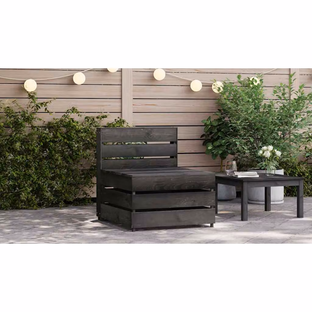 vidaXL Divano Centrale da Giardino Pallet Legno Pino Impregnato Grigio