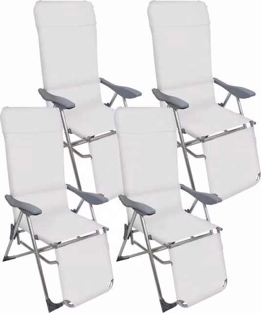 Set 4 Sedie a Sdraio Reclinabili Pieghevoli 59x76x109 cm con Poggiapiedi in Alluminio e Textilene A