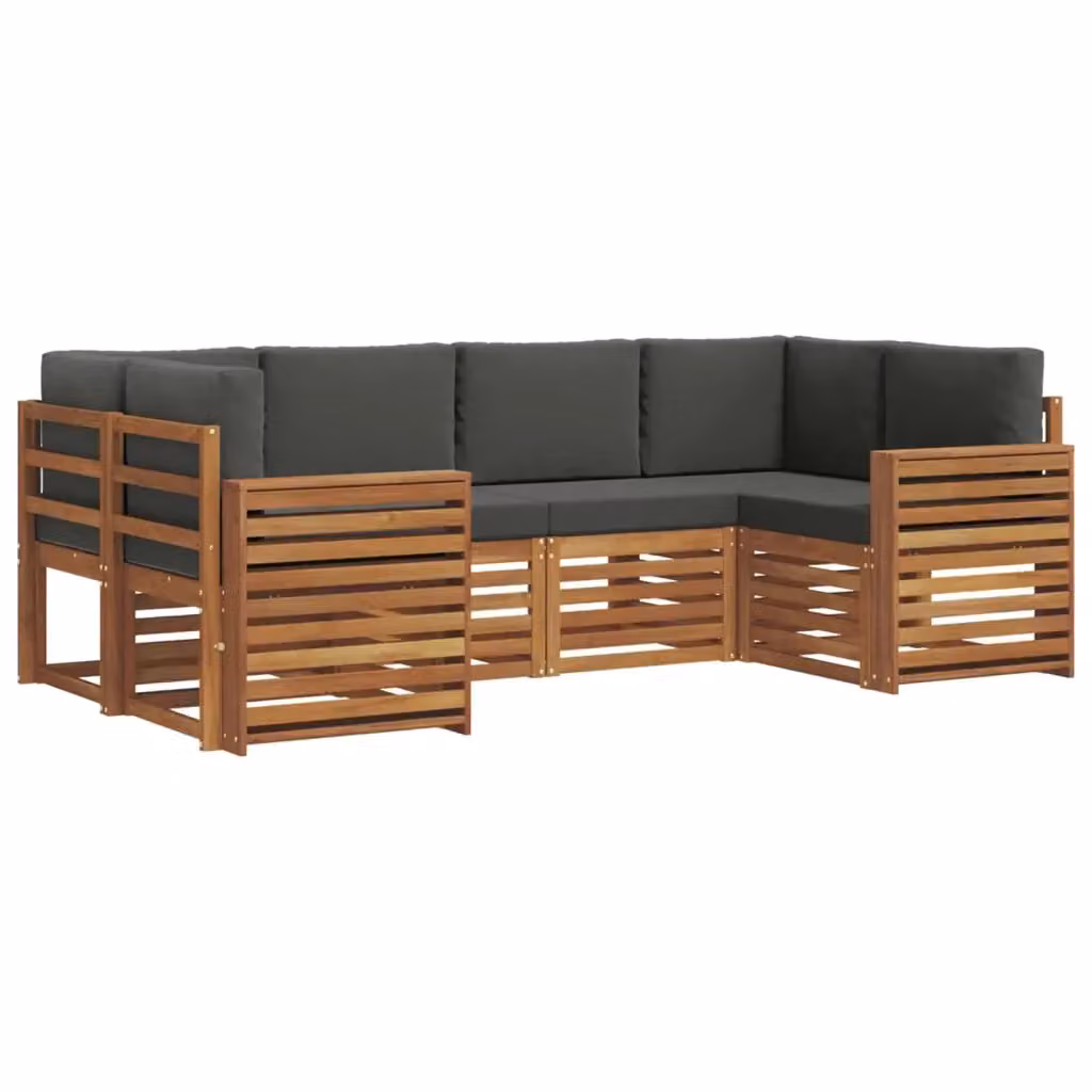 Set di divani da esterno a L vidaXL in legno di acacia con cuscini beige e antracite – 2