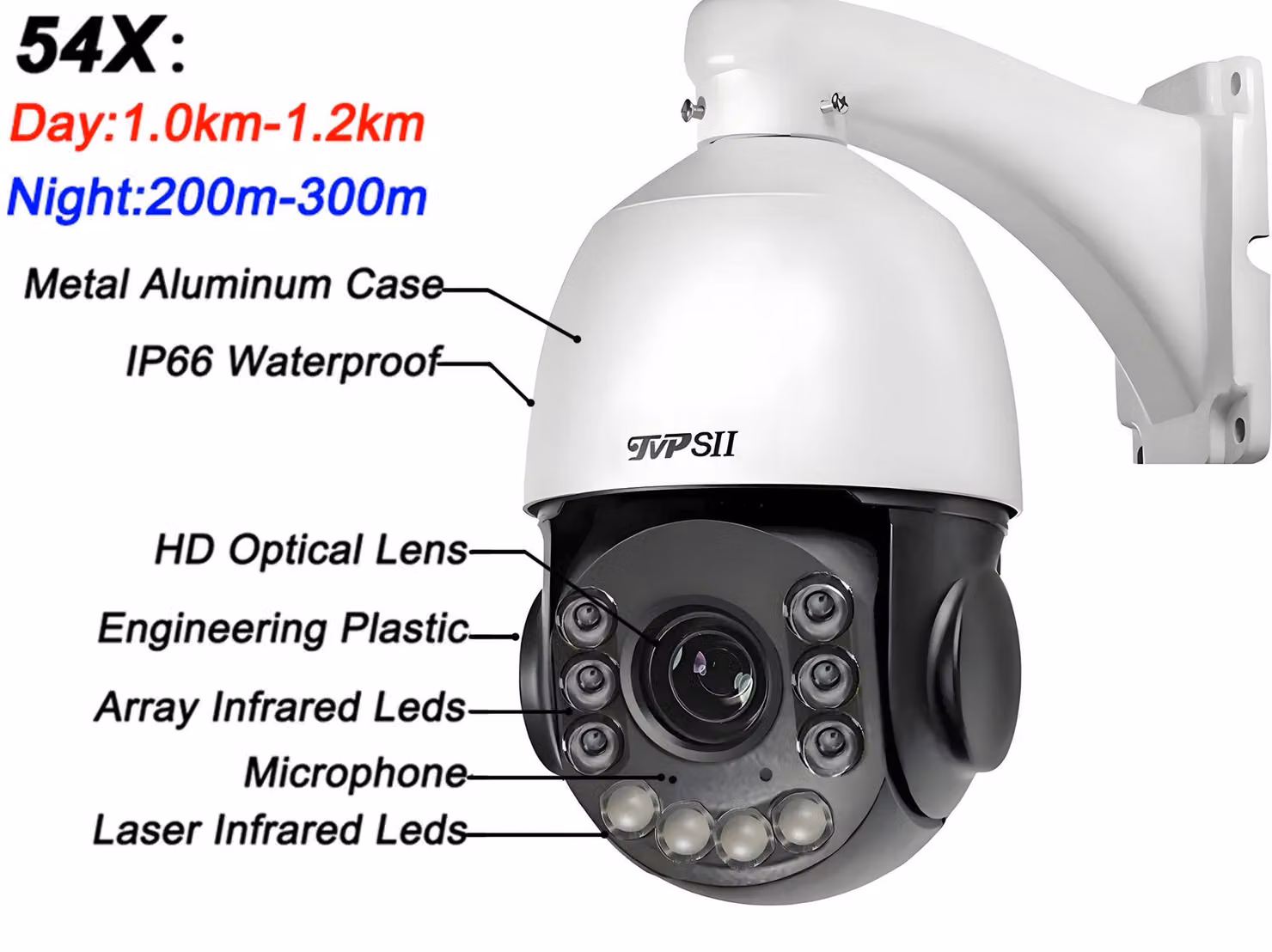 Telecamera PTZ – Telecamera a cupola – Telecamera IP – Telecamera di videosorveglianza – Zoom 54x – 8MP 4K Ultra HD – Resistente agli agenti atmosferici