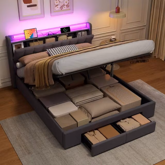 Letto contenitore 160x200 cm, colore grigio