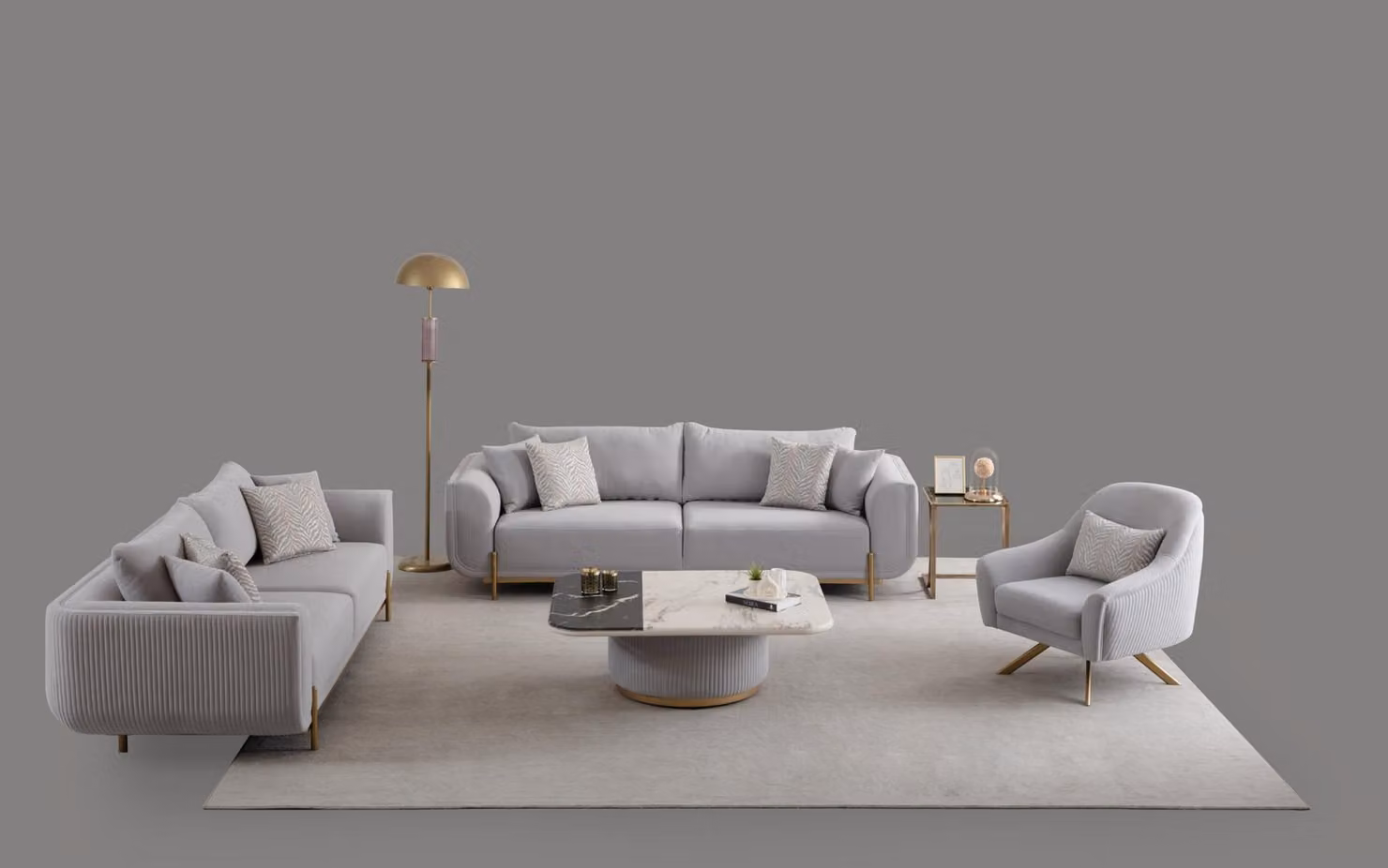 Sofagarnitur 3+3+1 Sitzer Design Sofas Polster Couchen Textil Relax Modern