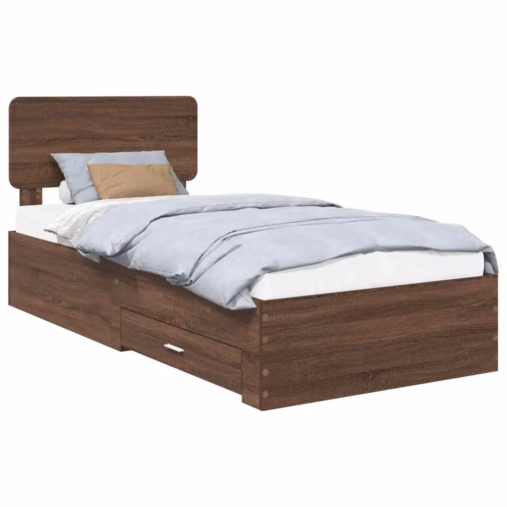 Struttura letto con cassetti vidaXL in legno color rovere marrone L 193 cm x P 90 cm x H 78 cm – 2