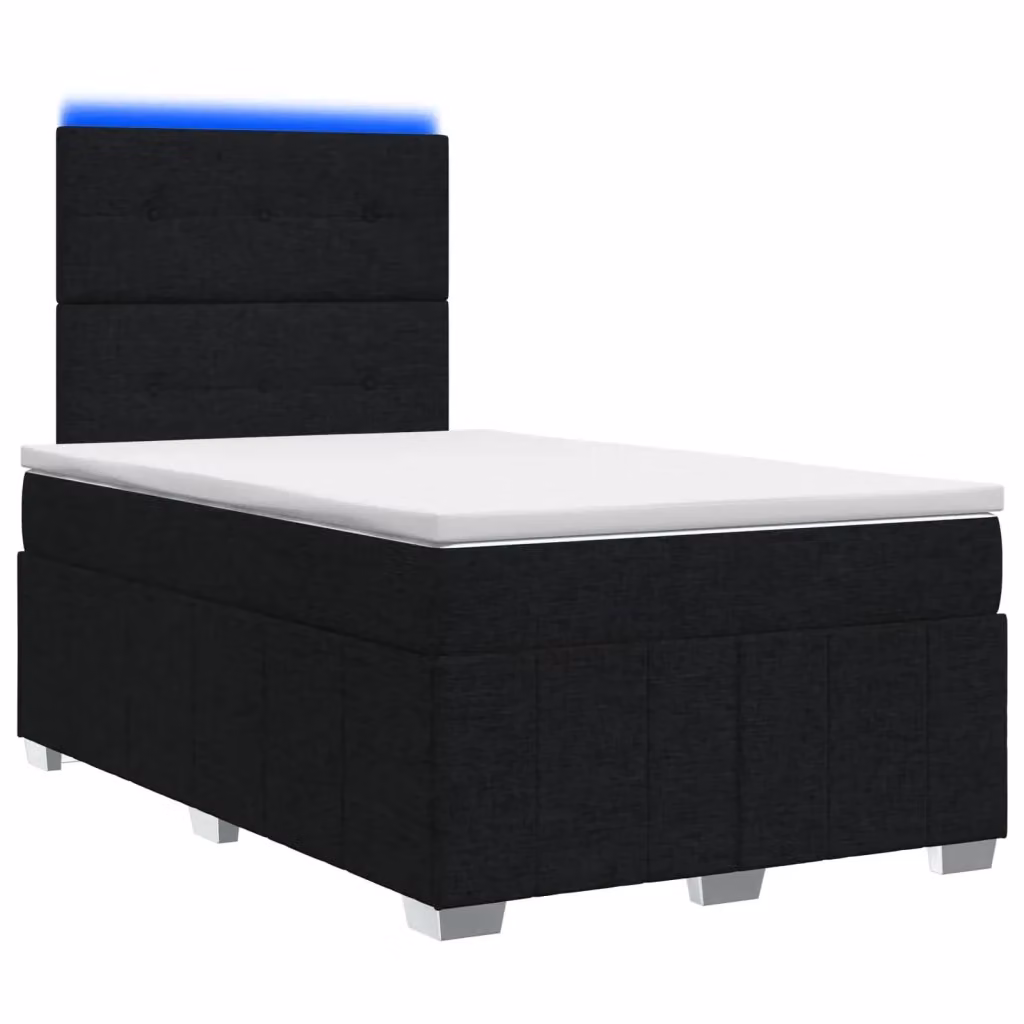 Letto Box Spring vidaXL con Materasso a Molle Pocket e Illuminazione LED, Colore Nero e Bianco, L/P: 120 x 200 cm – 2