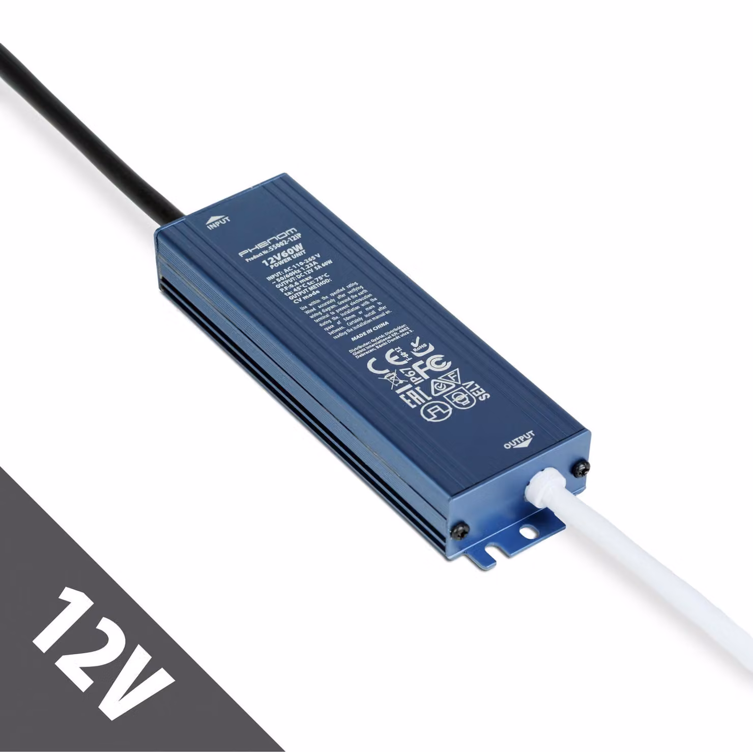 Alimentatore LED 12 V 60 W IP67 impermeabile - Trasformatore 12 V CC 5 A - Driver LED per esterni - Adatto per strisce LED, telecamere e illuminazione da giardino [55002-12IP]