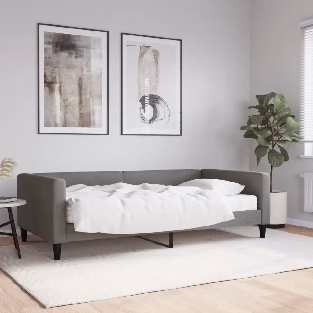 Maison Exclusive - Divano letto con materasso, grigio scuro, 100x200 cm, tessuto