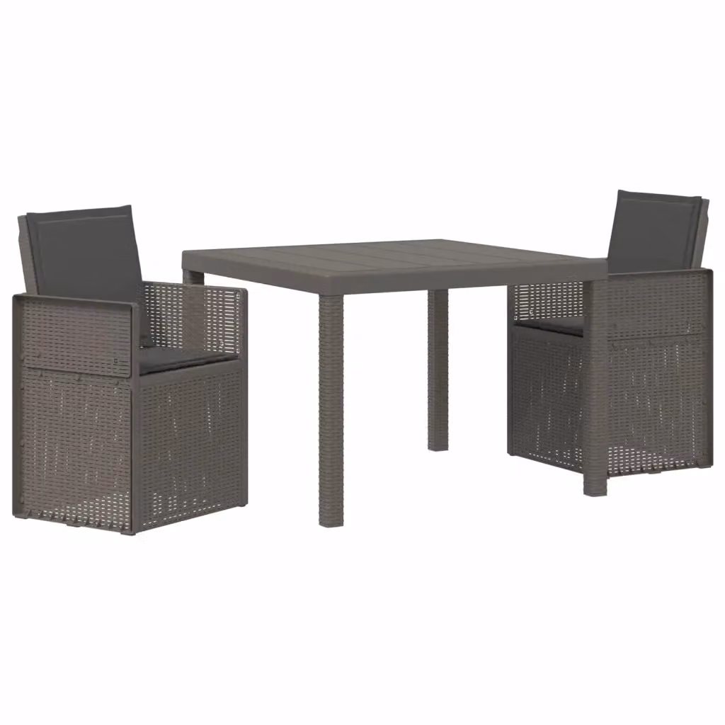 Set da pranzo per giardino e terrazzo vidaXL in plastica 3 pezzi Grigio e Antracite – 2