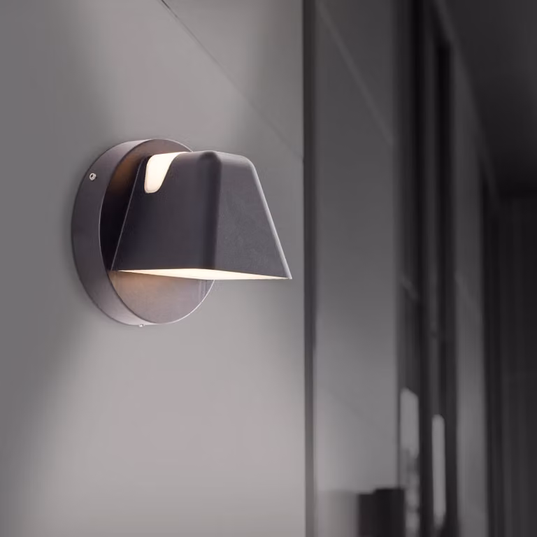 Lampada da parete esterna a LED, con due luci, grado di protezione IP44, colore nero, dimensioni 12,5 cm