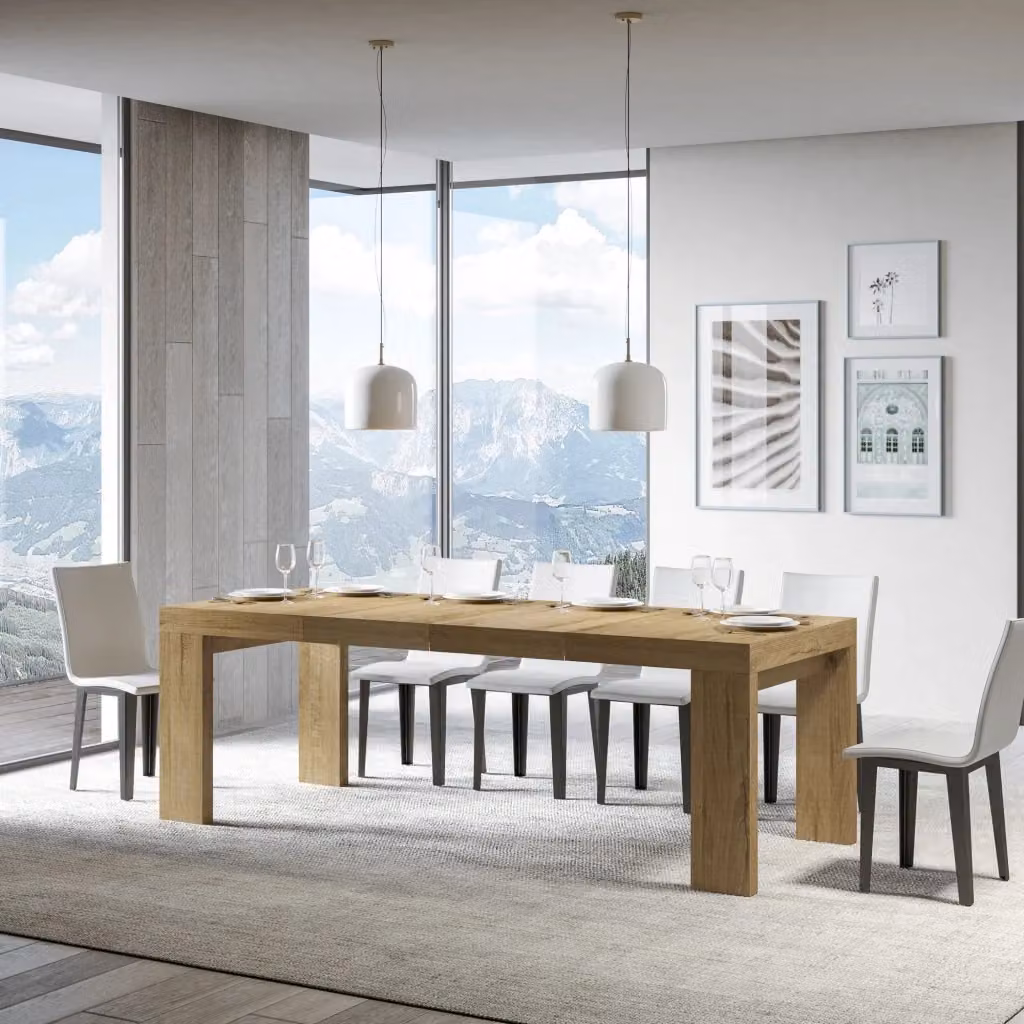 Tavolo allungabile moderno Roxel Premium in legno color quercia naturale L/P/H: 140 x 90 x 77 cm, estensibile fino a 244 cm – 2