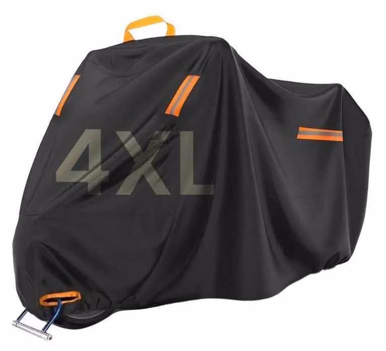 Copertura protettiva per motociclette, taglia 4XL, 420D, impermeabile, resistente ai raggi UV, antipolvere, antivento, adatta per uso esterno e per l'inverno, dimensioni 295x110x140 cm