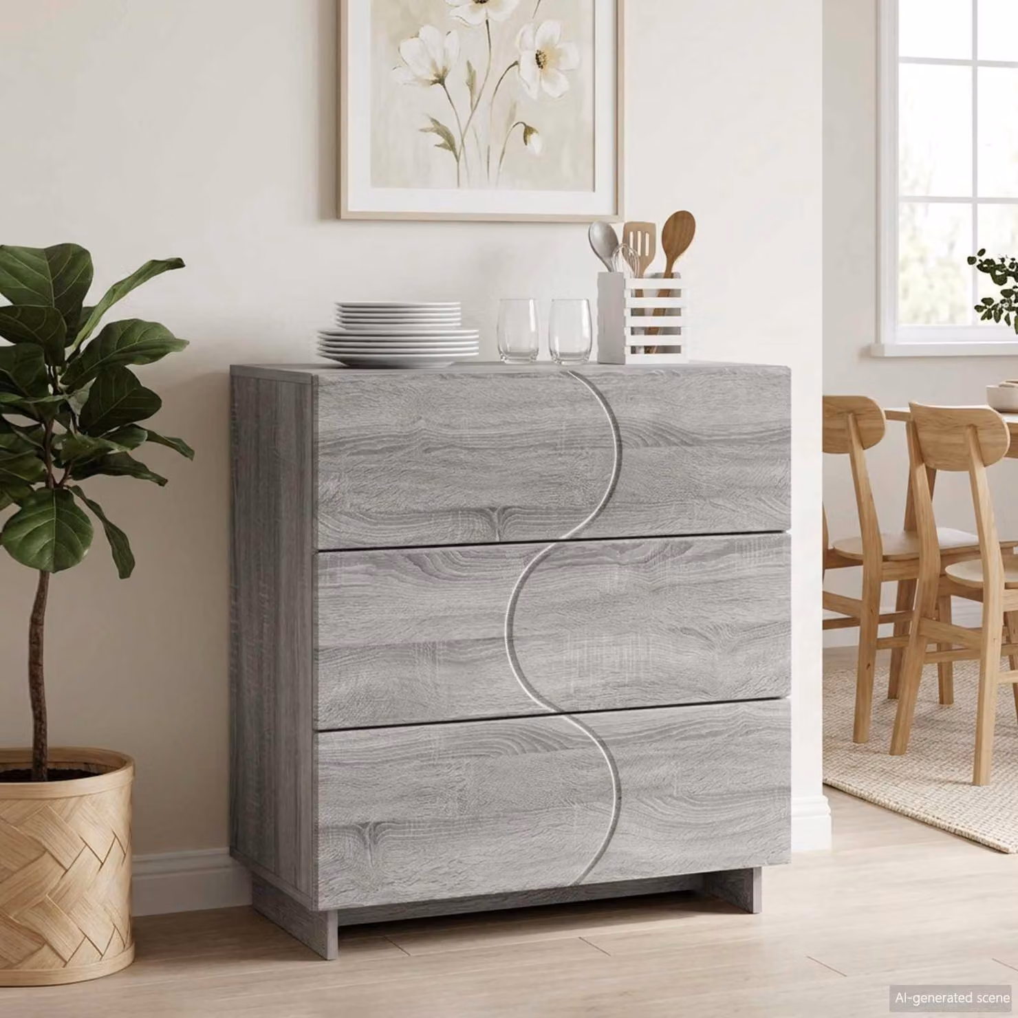 Credenza moderna vidaXL in legno ingegnerizzato color grigio, L 70 cm x P 38 cm x H 75 cm