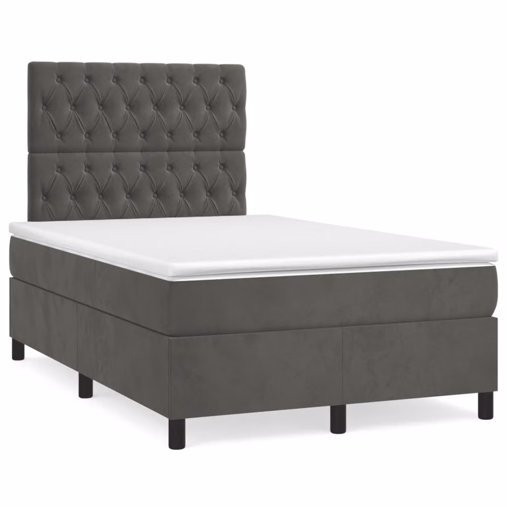 Letto Ibrido vidaXL in Velluto Grigio con Illuminazione LED e Porte USB L/P/H: 120 x 200 cm – 1
