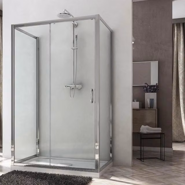 Box Doccia 3 Lati 70x100x70 cm 1 anta Scorrevole in Cristallo trasparente 6mm H185 Fosterberg Kolding Trio