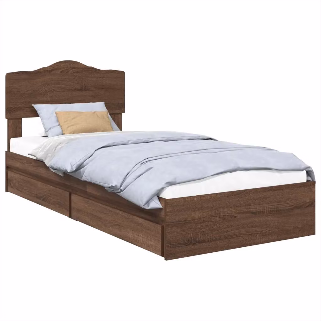 Letto con Contenitore e Testiera vidaXL in Legno Rovere Marrone L: 75 cm, P: 190 cm – 2