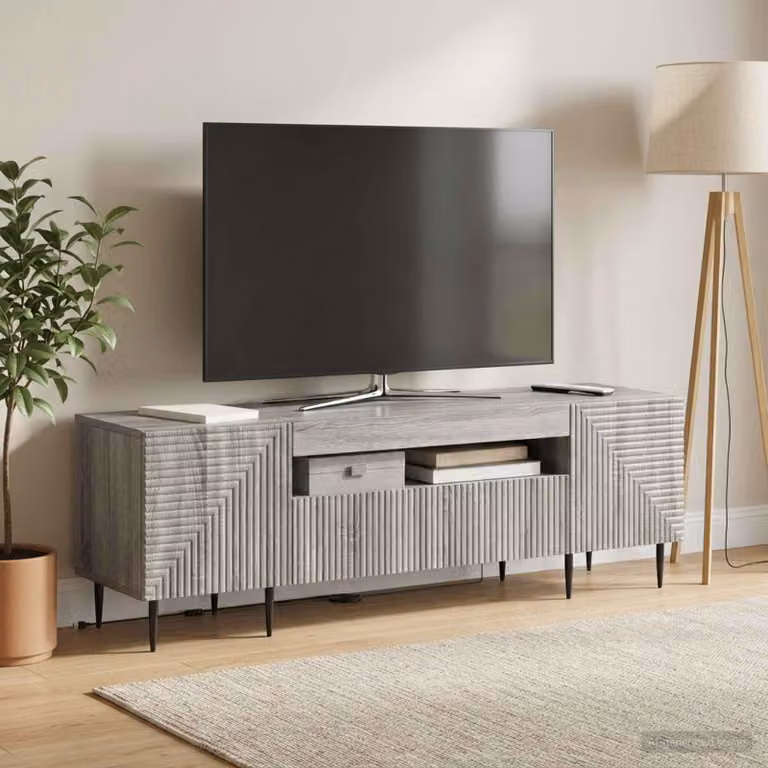 Mobile TV LED vidaXL HAARLEM grigio con illuminazione integrata L: 153 cm, P: 35 cm, H: 43 cm