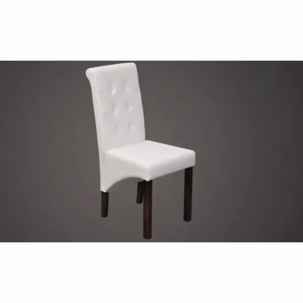 Set di 2 sedie da pranzo vidaXL in similpelle bianca con struttura in legno e plastica – 2