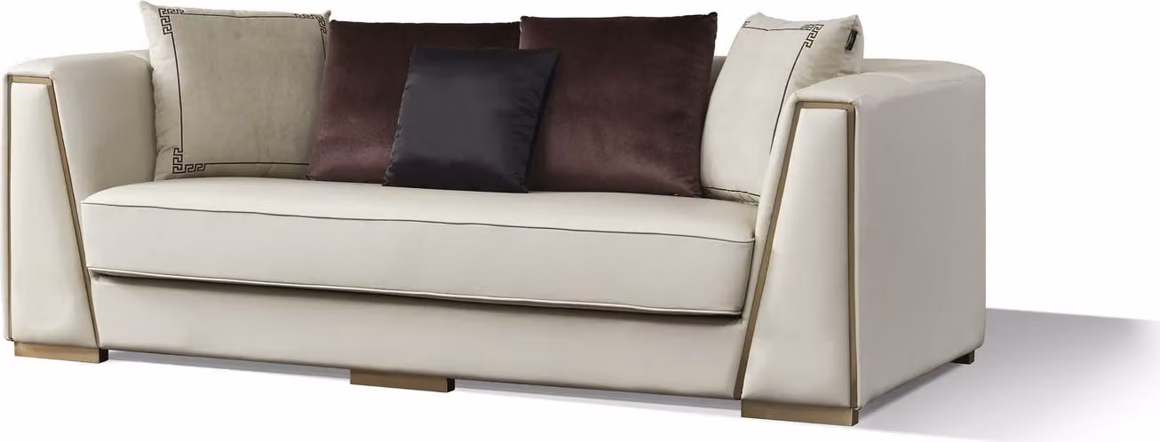 Dreisitzer Couch Polster Design Sofa Moderner 3er Sofas Zimmer Möbel Weiß Sitz