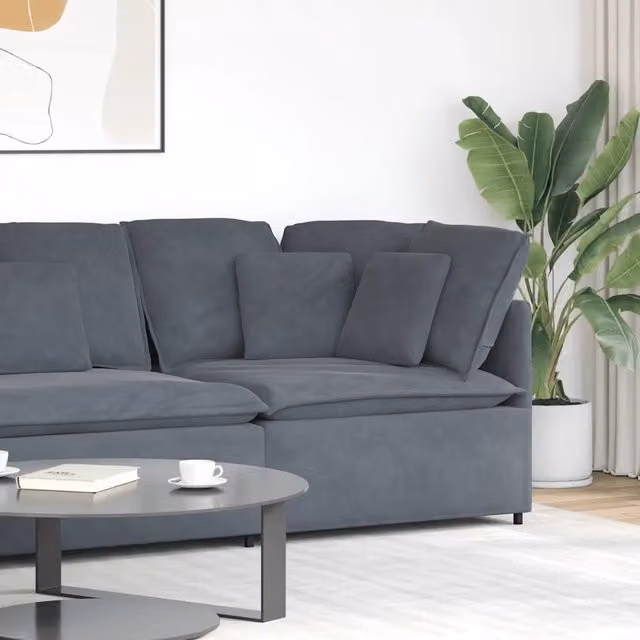 Modulo Angolare Divano Modulare con Cuscini Grigio Scuro 100 cm 4104460