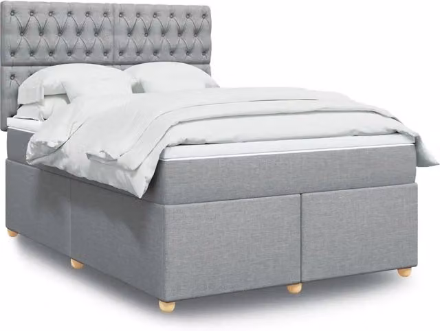 Letto Ibrido con Giroletto a Molle e Materasso vidaXL Grigio Chiaro e Bianco L/P: 160 x 200 cm