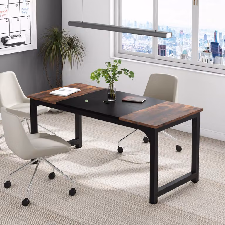 Scrivania Wanbor, 160 x 80 cm, scrivania per computer ideale per l'ufficio domestico, scrivania per 2 persone, design industriale, colore nero/marrone