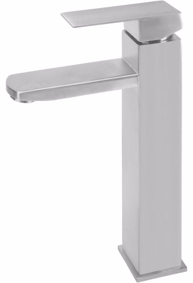 Miscelatore monocomando per lavabo da bagno, acciaio inossidabile spazzolato, altezza del beccuccio 21,5 cm