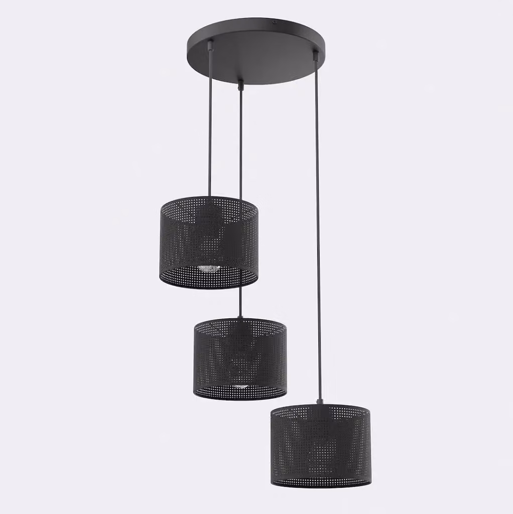 Lampada sospesa cilindrica LUX Emibig nera in metallo con 3x E27 – 2