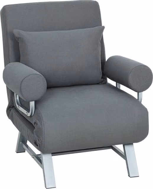 Poltrona Letto 3 in 1 Giordanoshop con Schienale Reclinabile su 5 Livelli in Tessuto Grigio L/P/H: 73 x 78 x 81 cm – 1