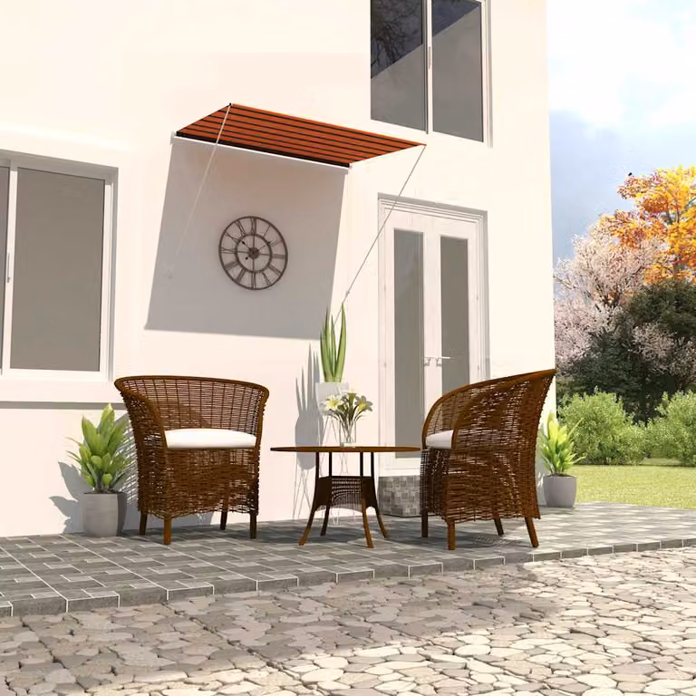 vidaXL Tenda da Sole Retrattile Manuale in Poliestere e Acciaio, Arancione e Marrone, L 200 x P 150 cm