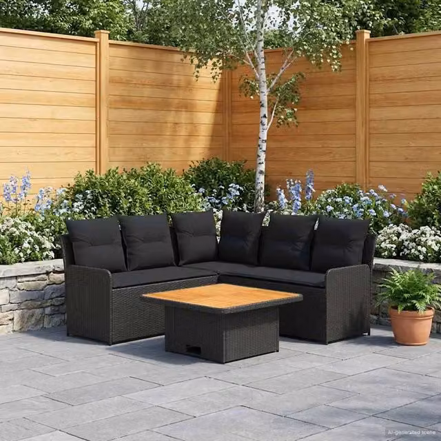 Set di Mobili 6 pz Nero Rattan in PE 3422181