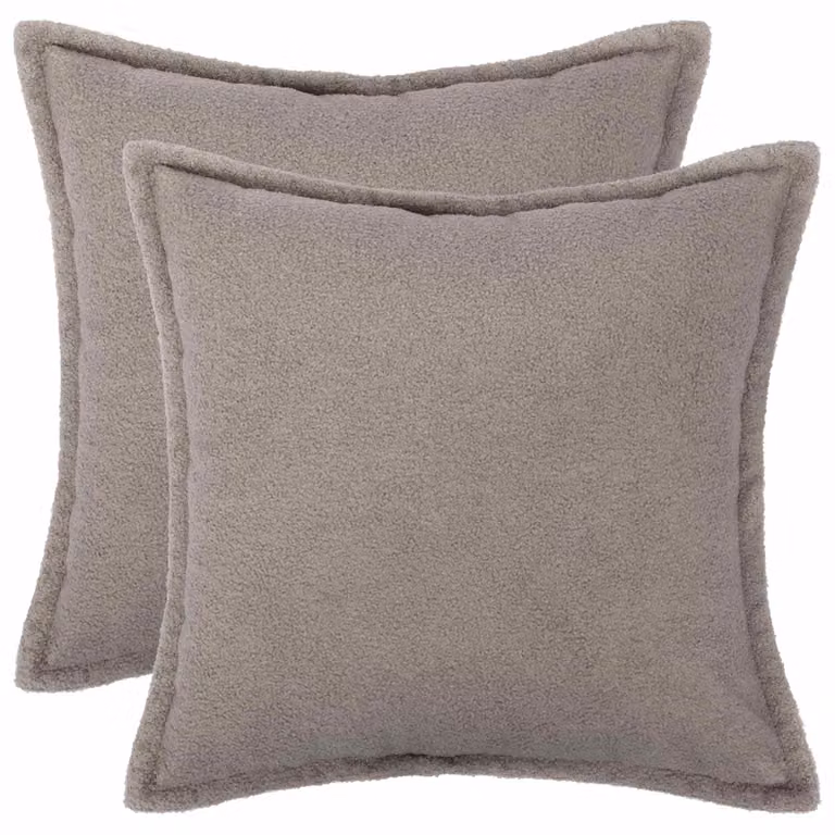 Set di 2 federe vidaXL HOUTEN Grigio Chiaro in tessuto bouclé, L 45 x L 45 cm
