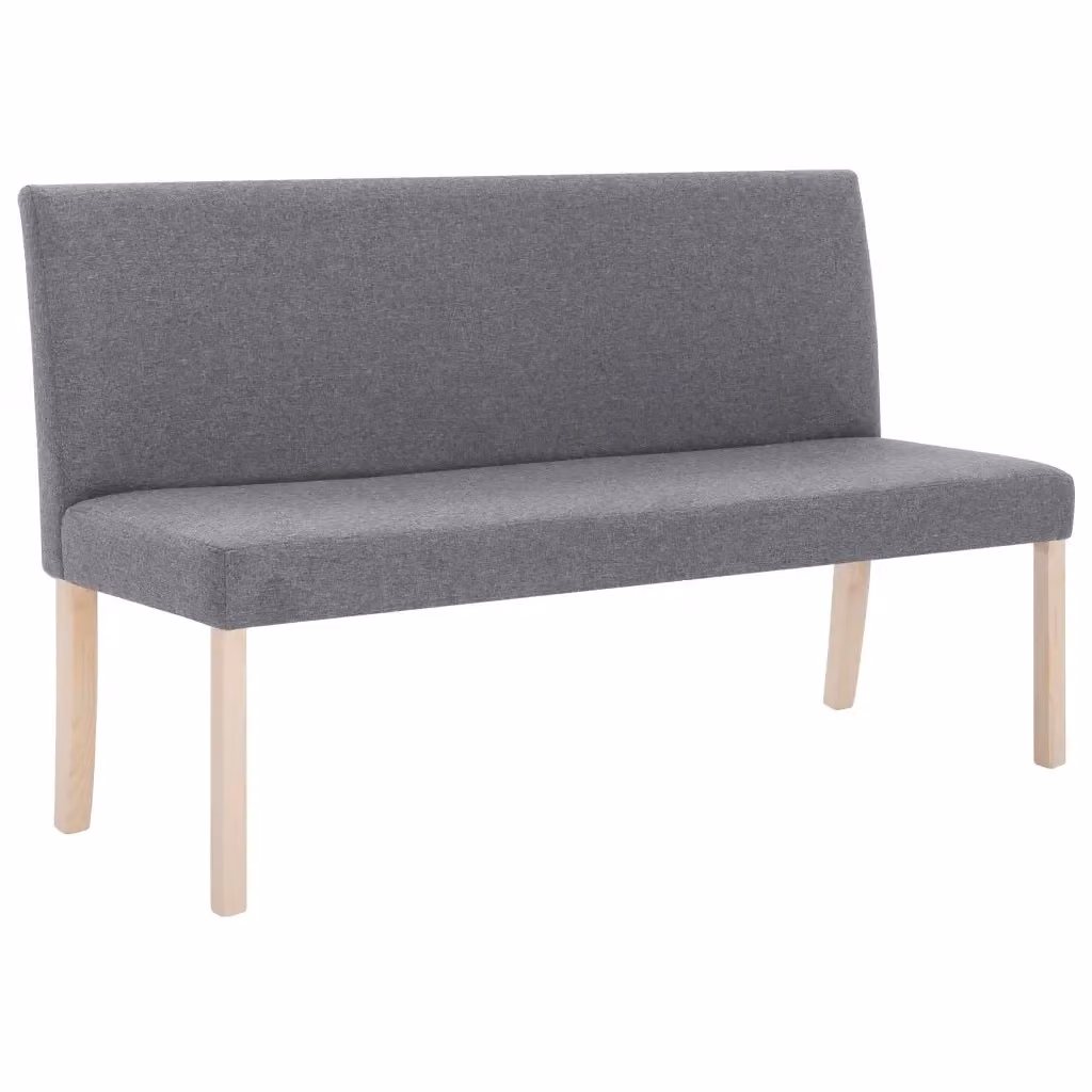 Panca vidaXL in legno di pino e tessuto grigio per sala da pranzo, L: 139,5 cm – 2