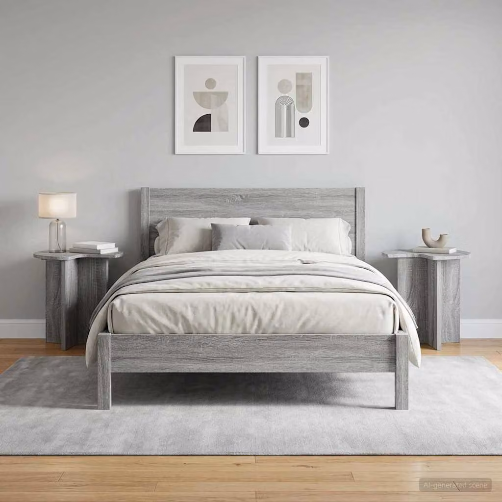 Set di 2 tavoli laterali rotondi vidaXL in colore grigio, Ø 39 cm x H 38 cm
