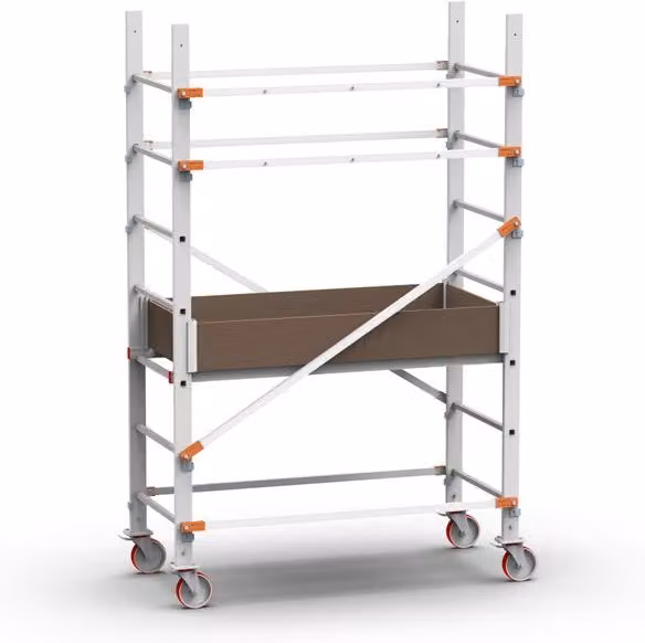 Trabattello professionale GIERRE in alluminio argento con portata massima 170 kg, L/P/H: 210 x 158 x 75 cm, altezza di lavoro 3.3 m