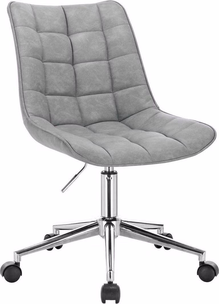 Sedia da ufficio ergonomica Deluxe – Pelle finta – Con poggiapiedi – Grigia – Regolabile in altezza