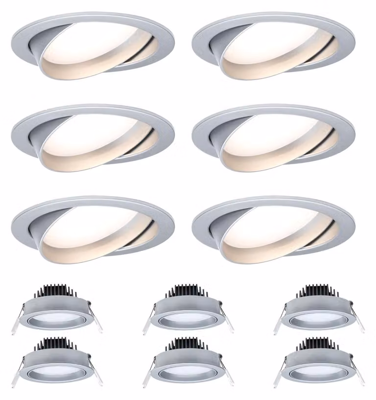 Set da 6 lampade orientabili con illuminazione integrata, 6x 4,5 W, 380 lumen, 2700 K (bianco caldo), equivalente a 6 lampade da 35 W