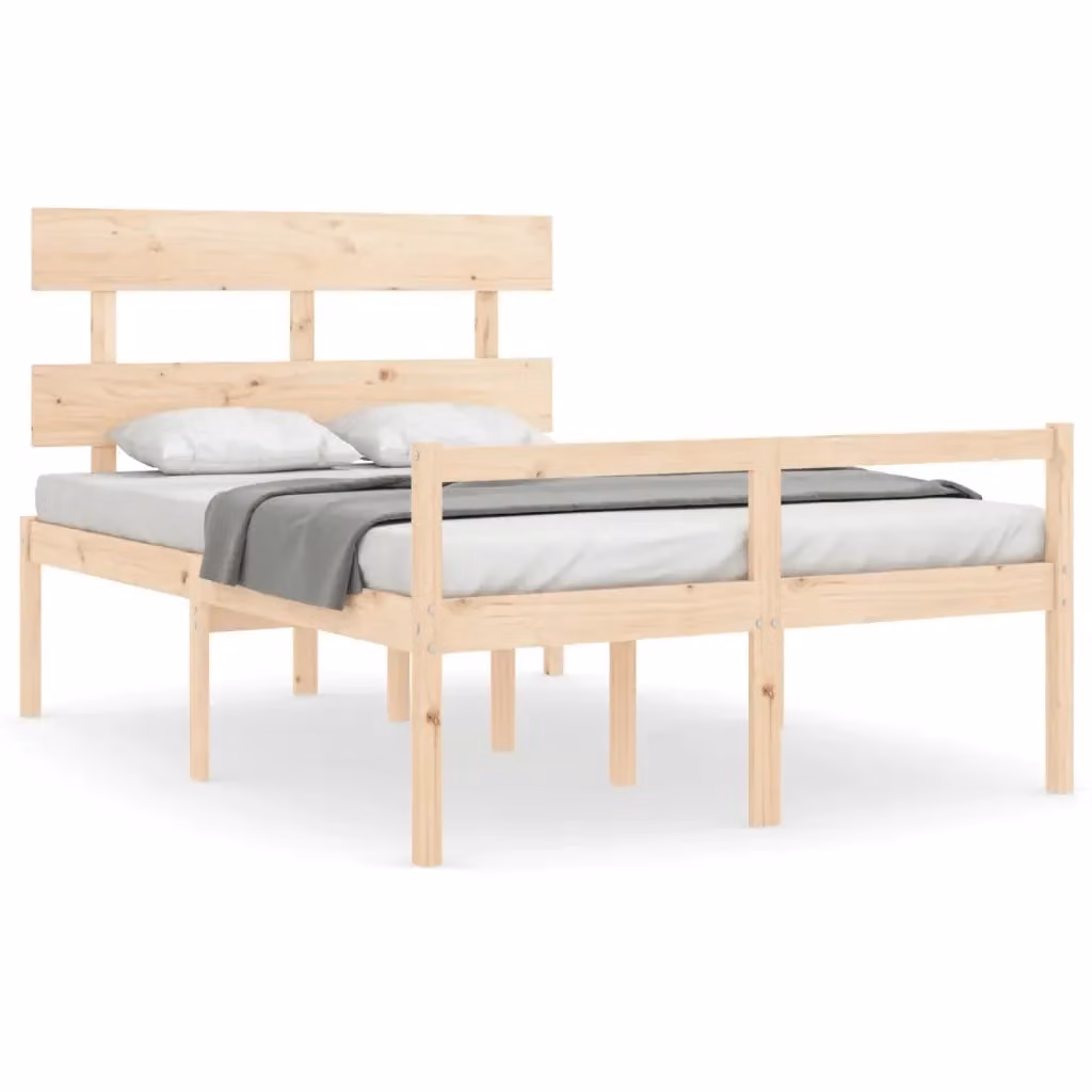 Letto per anziani vidaXL in legno massello di pino con testiera, stile rustico, colore beige, L/P/H: 120 x 200 x 125,5 cm – 2