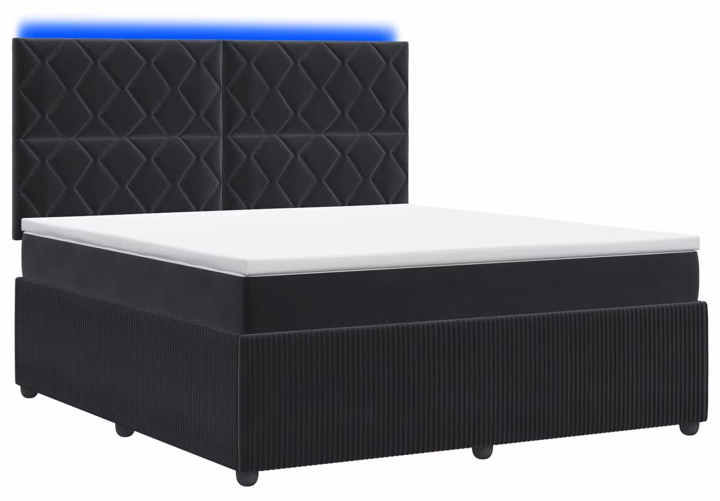 Letto a molle LED con materasso nero 160 x 200 cm in velluto